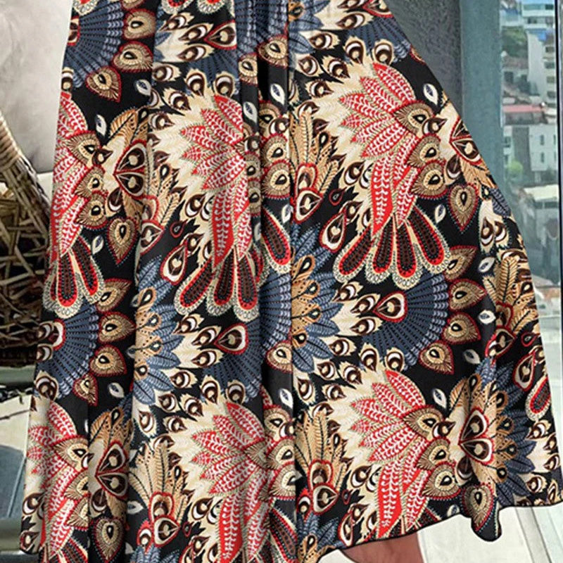 commsmarket-Women's Fashionable Floral Print High Waisted Skirt