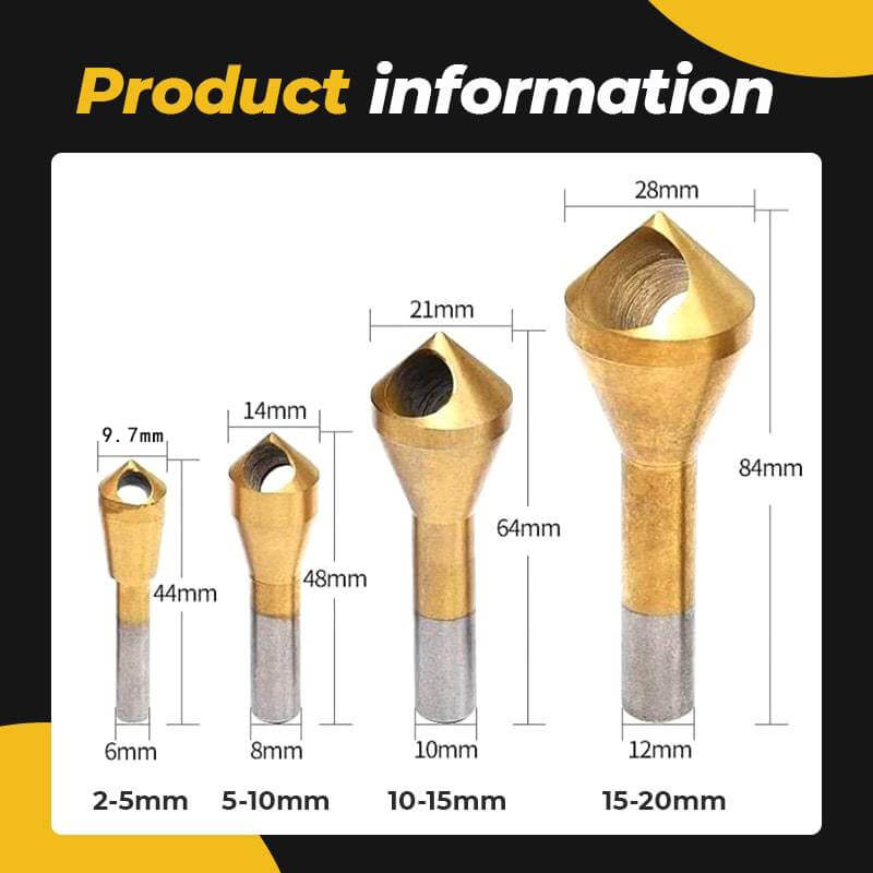 commsmarket-🔥Titanium Coated Countersink Chamfer Tool(4 PCS)