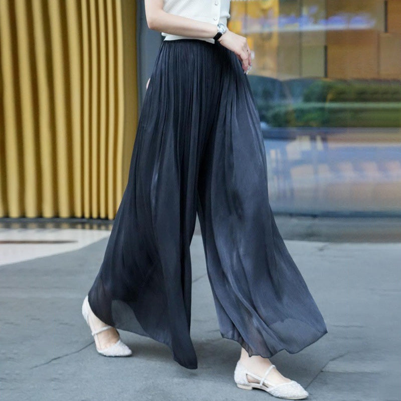 commsmarket-👗Glazed Ice Silk Floor-Length Wide-Leg Culottes