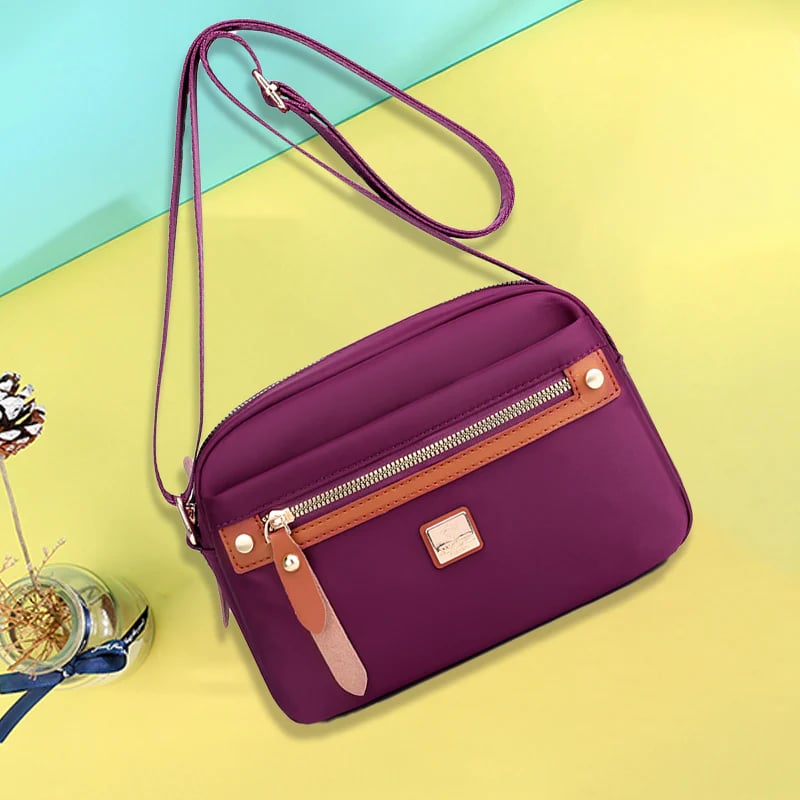 Solid Color Casual Travel Nylon Shoulder Bag