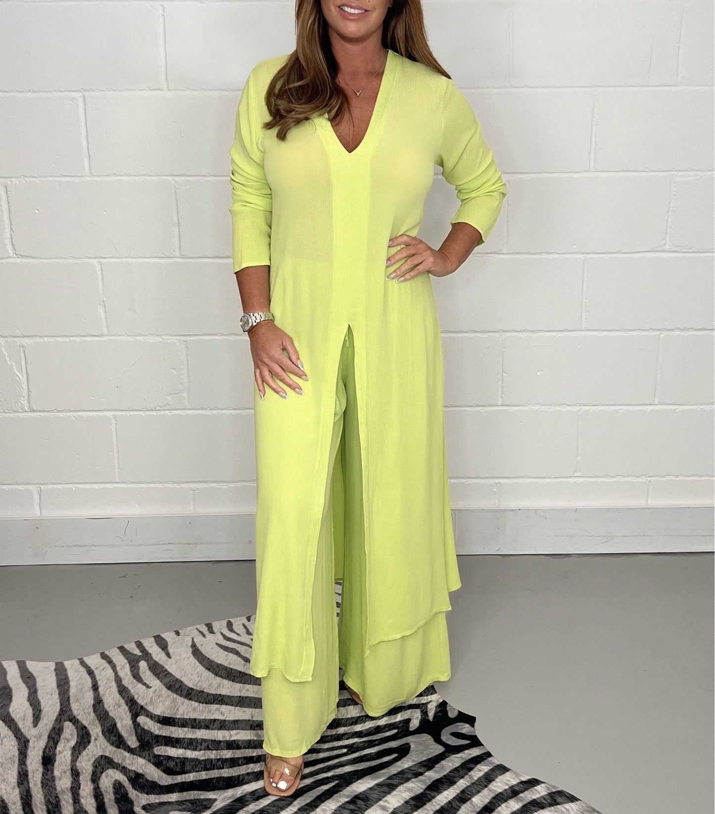 commsmarket-Casual 2 Pieces Suit With Long Top & Matching Trouser(Buy 2 get free shipping)