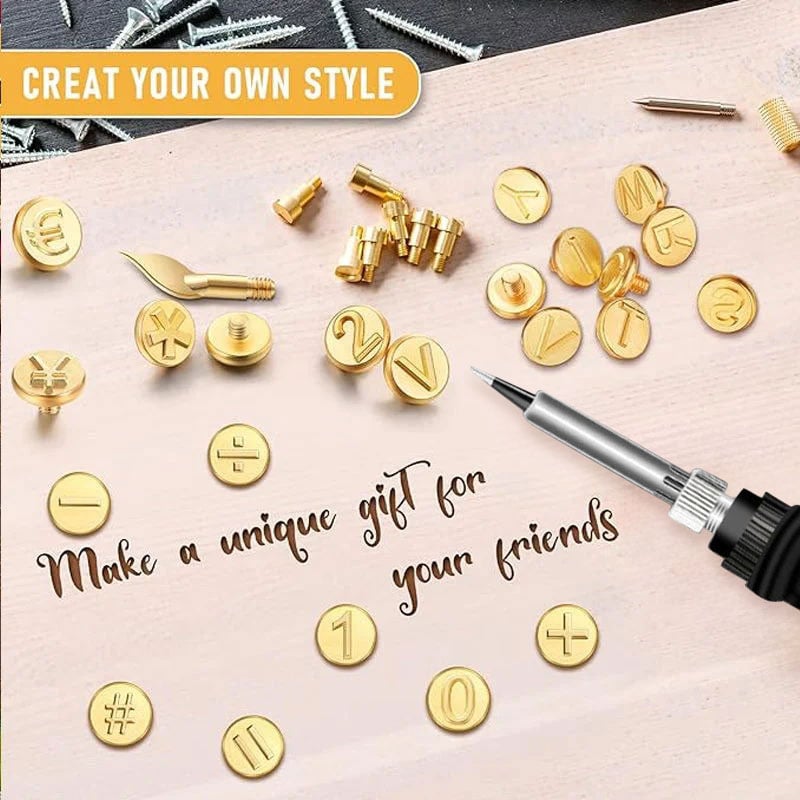 commsmarket-🎁26 Letters Copper Mold —DIY Wood Burning/Carving Set