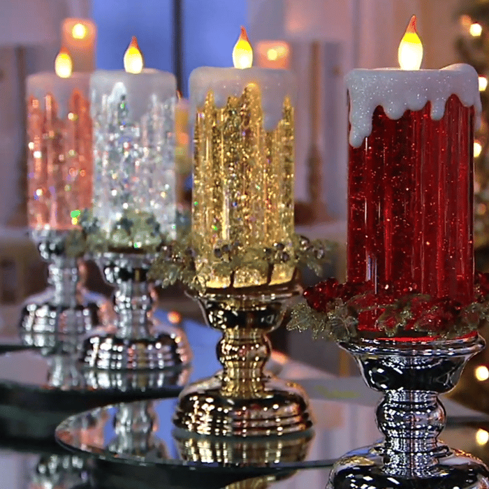 LED Christmas Candles With Pedestal