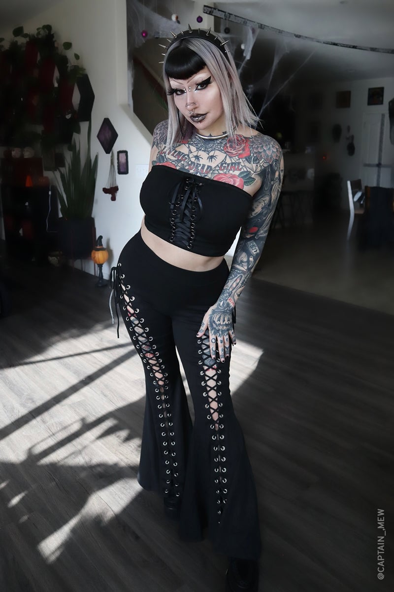 commsmarket-Lace Up Flare Pants