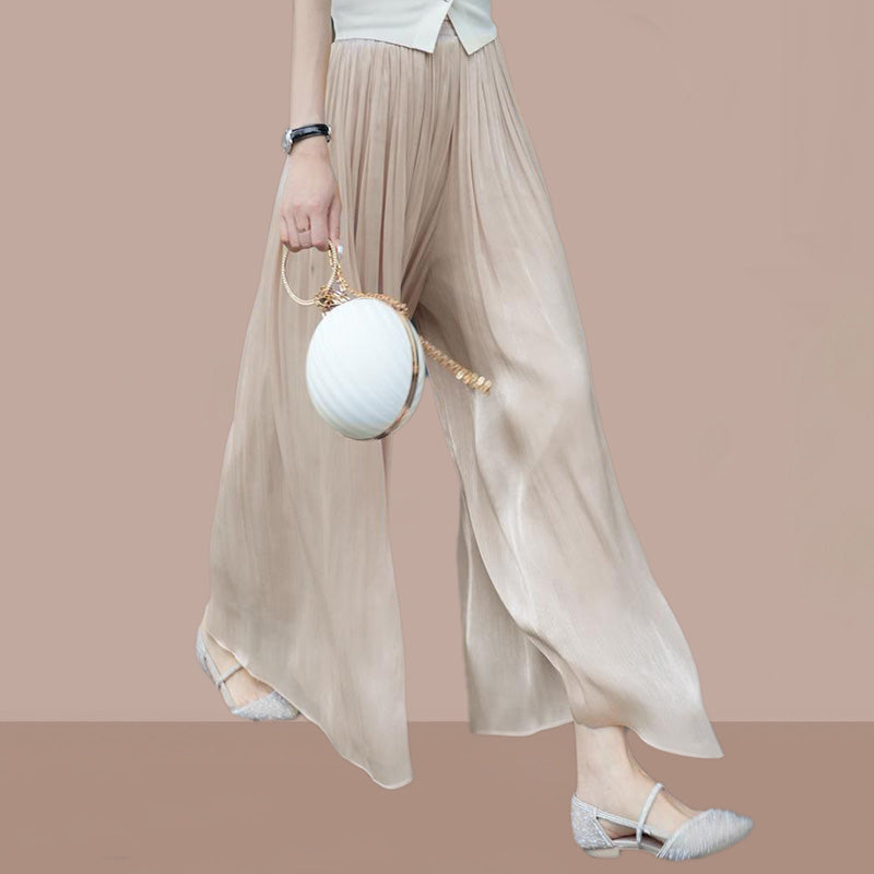 commsmarket-👗Glazed Ice Silk Floor-Length Wide-Leg Culottes
