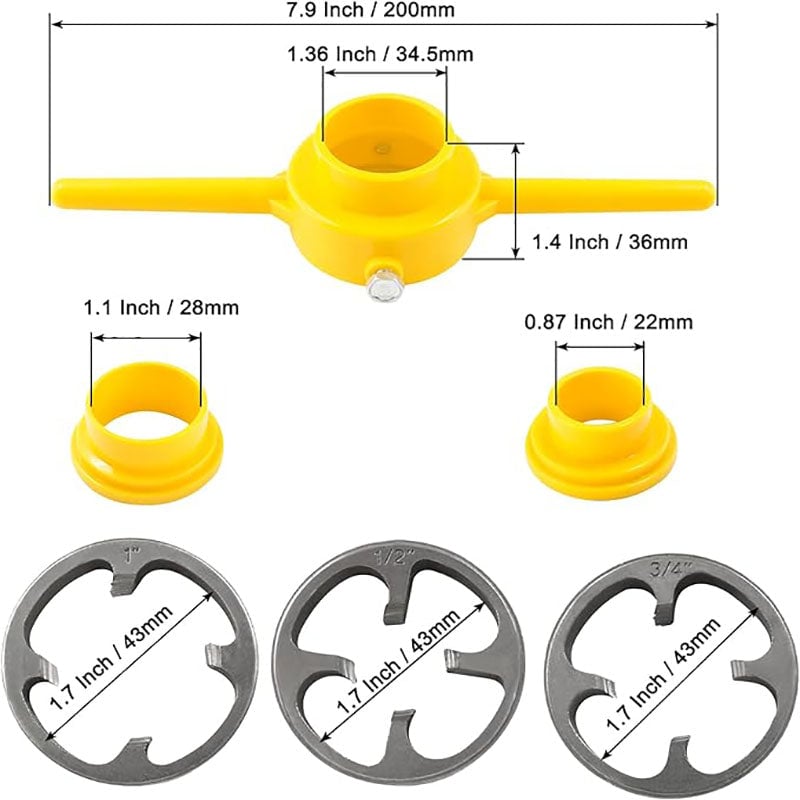 commsmarket-6-Piece Set Of Water Pipe Die Plastic Pipe Die Tap Wrench Set