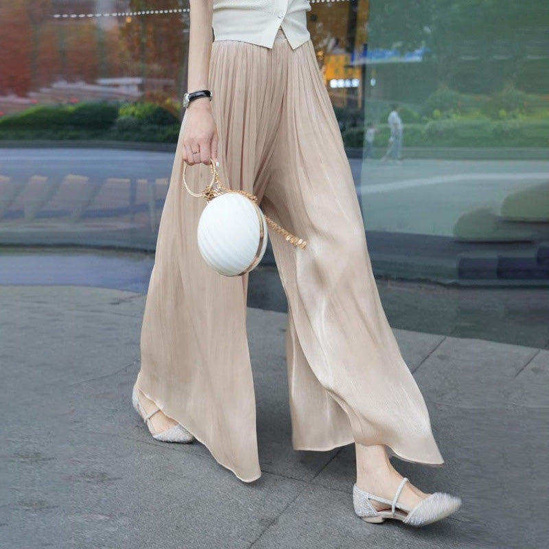 commsmarket-👗Glazed Ice Silk Floor-Length Wide-Leg Culottes