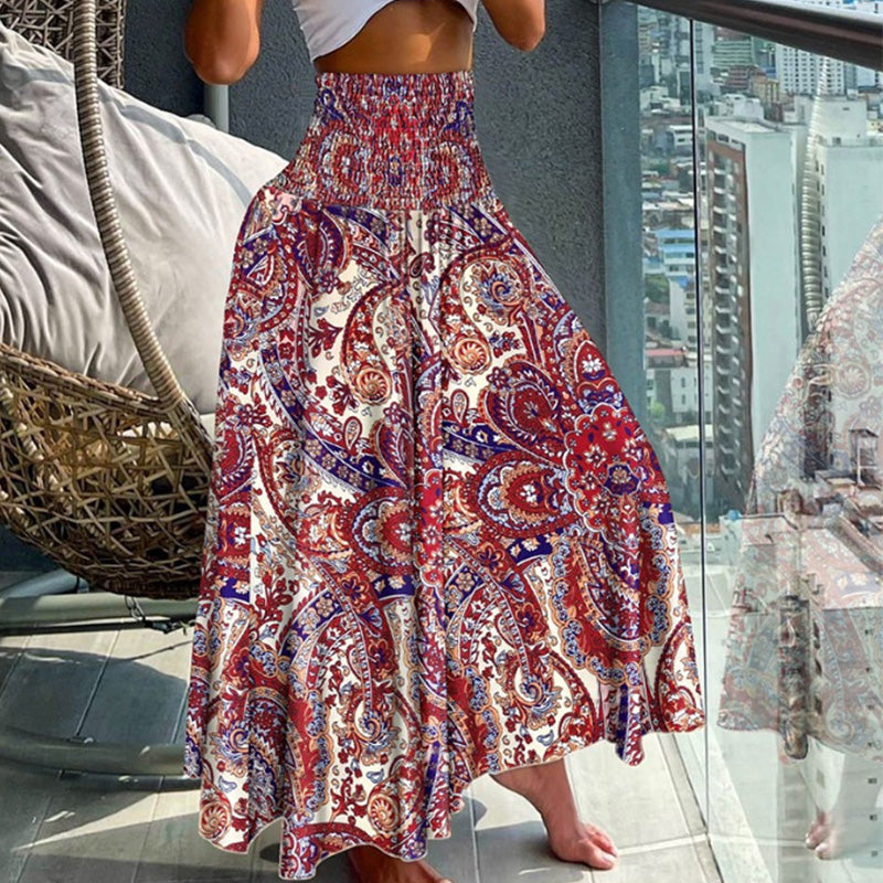 commsmarket-Women's Fashionable Floral Print High Waisted Skirt