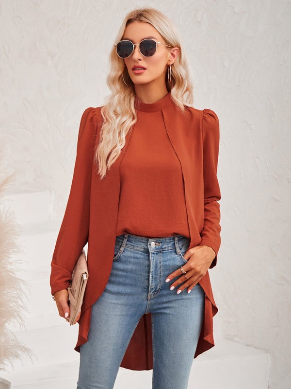 commsmarket-Women's Casual Turtleneck Fake Two Piece Shirt (BUY 2 FREE SHIPPING)