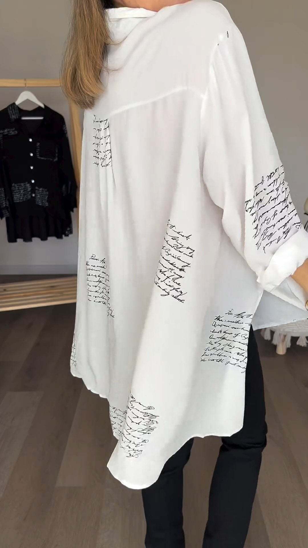 commsmarket-Letter Print Fashion Lapel Shirt (Buy 2 Free Shipping)