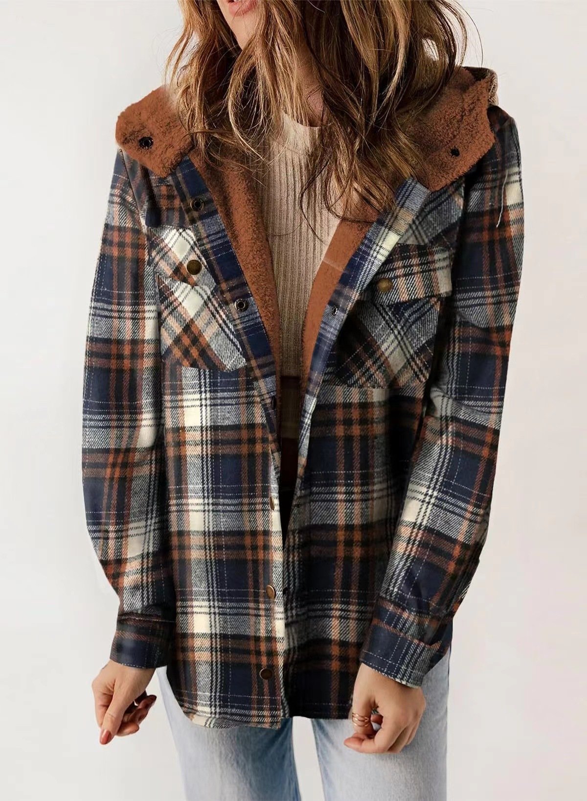 š»Plush Check Print Hooded Coat š„Buy 2 Free Shipping!!!
