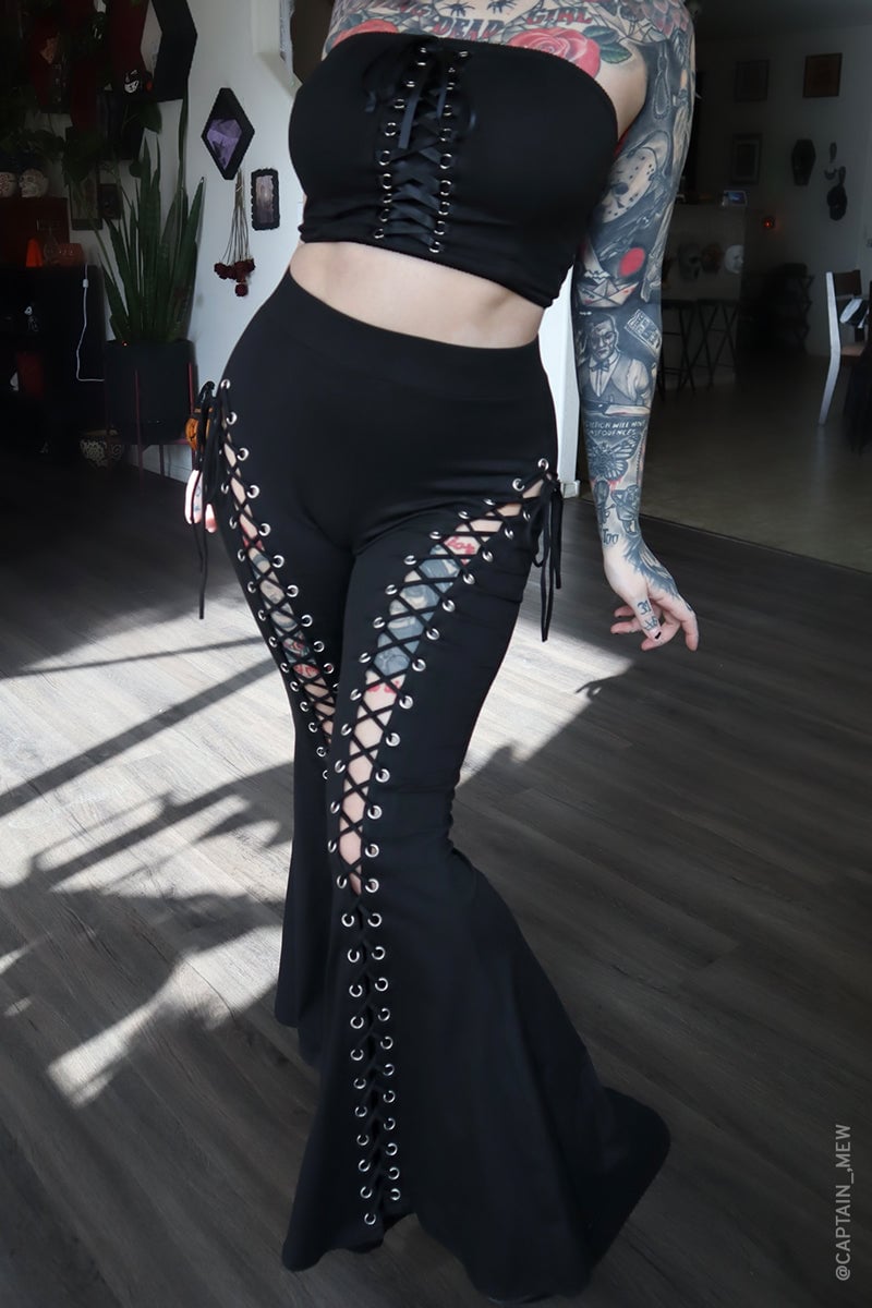 commsmarket-Lace Up Flare Pants