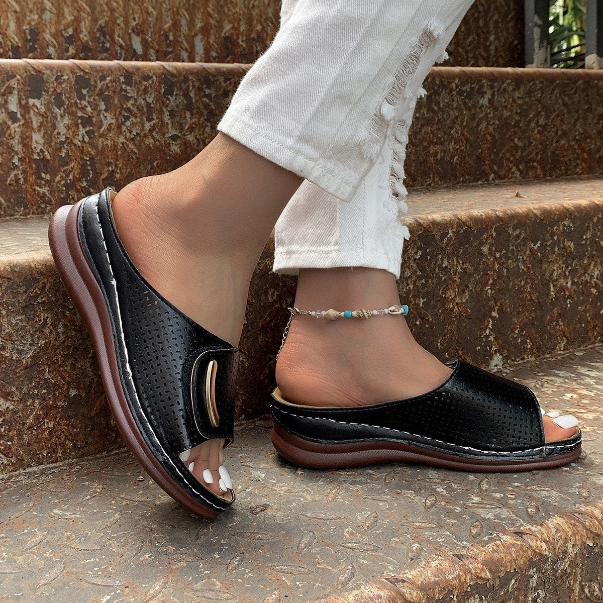 commsmarket-π₯ 60% OFF β Peep Toe Hollow Out Orthopedic Slippers