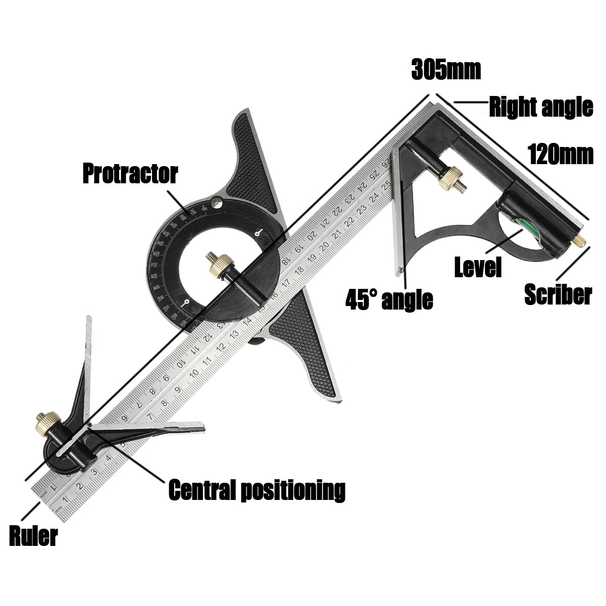 commsmarket-Multifunctional Combination of Movable Angle Ruler Set