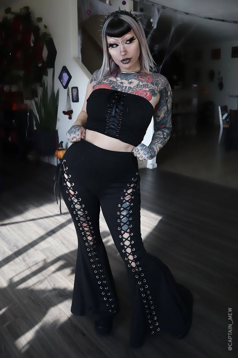 commsmarket-Lace Up Flare Pants