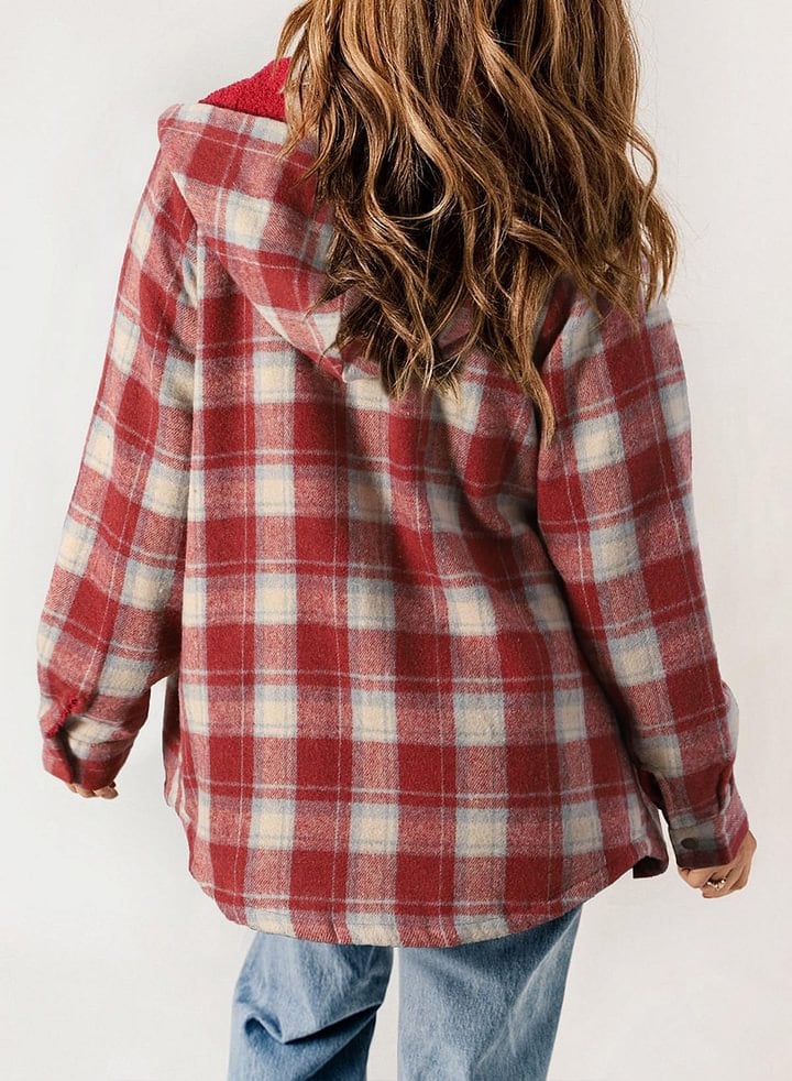š»Plush Check Print Hooded Coat š„Buy 2 Free Shipping!!!