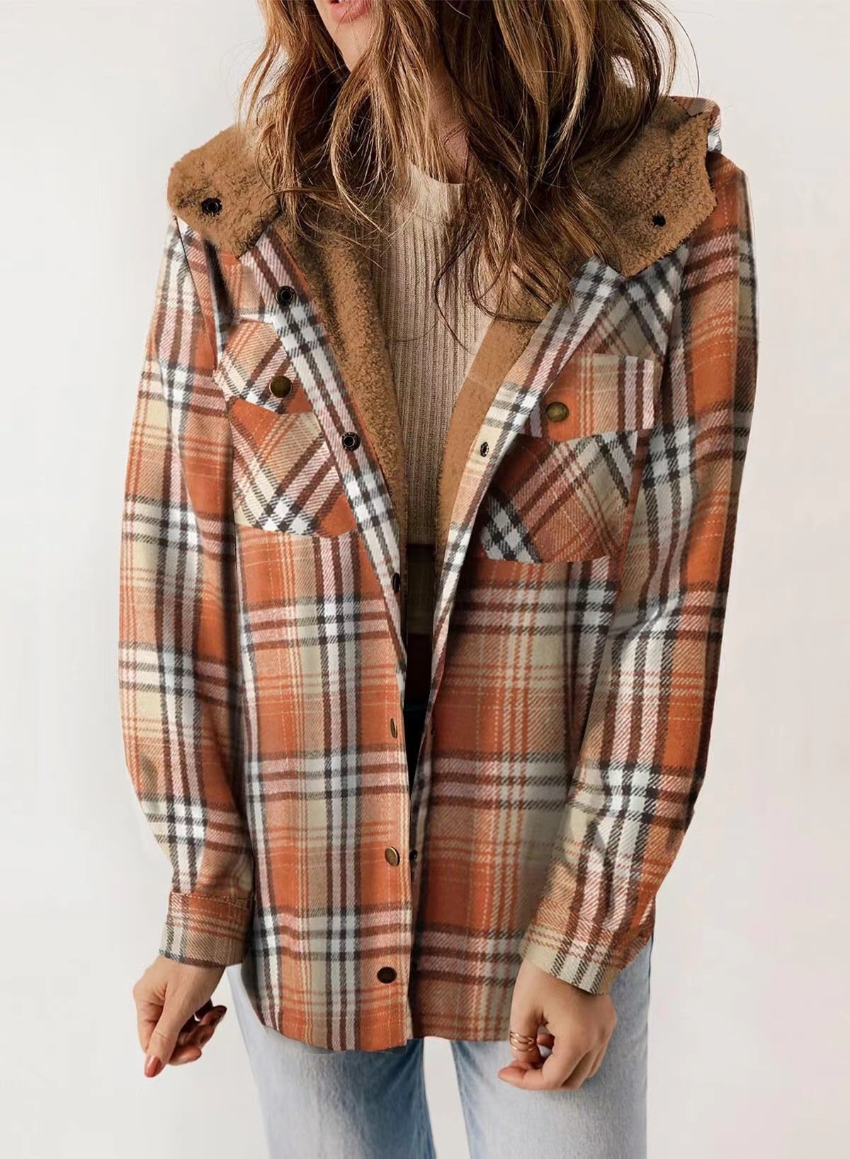 š»Plush Check Print Hooded Coat š„Buy 2 Free Shipping!!!