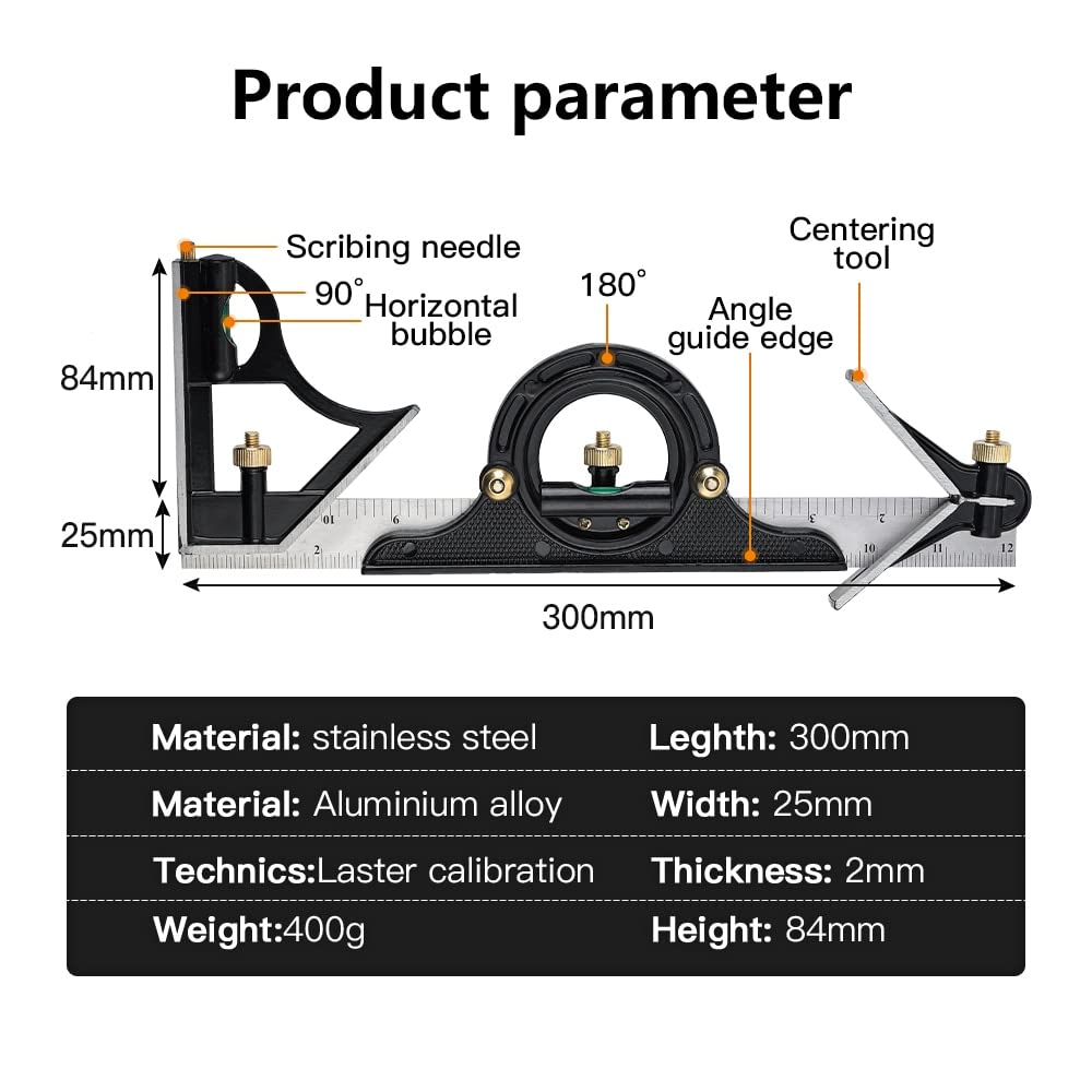 commsmarket-Multifunctional Combination of Movable Angle Ruler Set