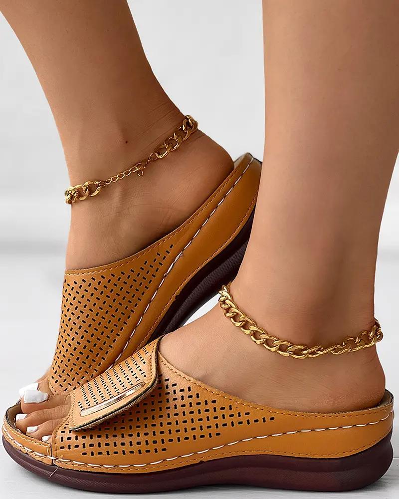 commsmarket-π₯ 60% OFF β Peep Toe Hollow Out Orthopedic Slippers