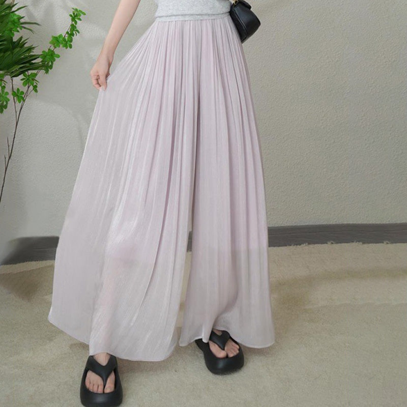 commsmarket-👗Glazed Ice Silk Floor-Length Wide-Leg Culottes