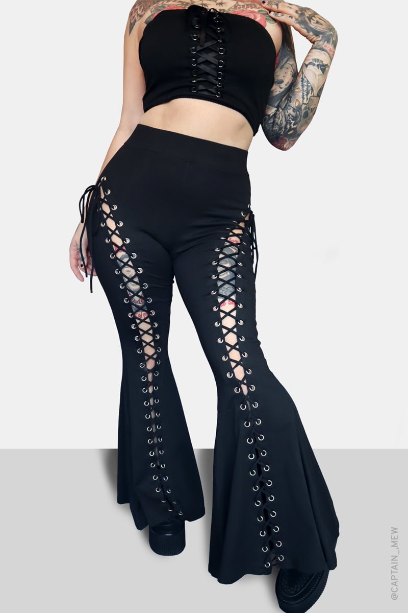 commsmarket-Lace Up Flare Pants