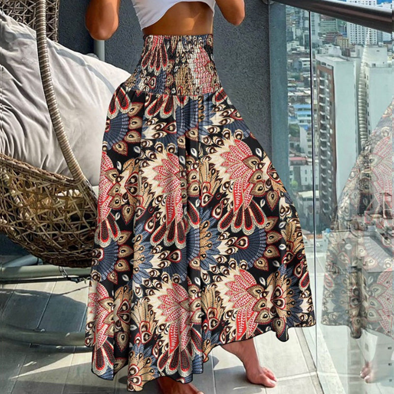 commsmarket-Women's Fashionable Floral Print High Waisted Skirt