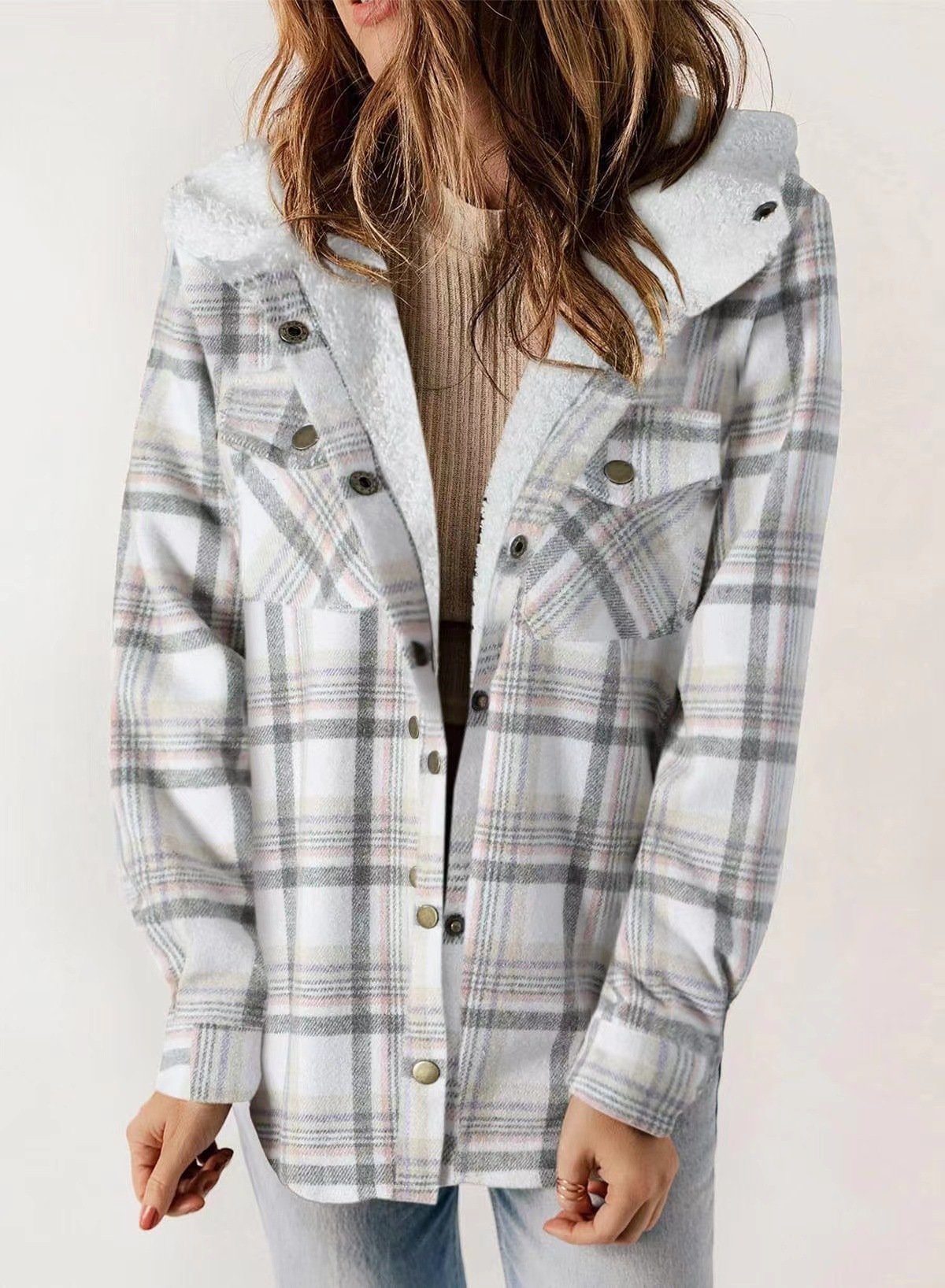 š»Plush Check Print Hooded Coat š„Buy 2 Free Shipping!!!