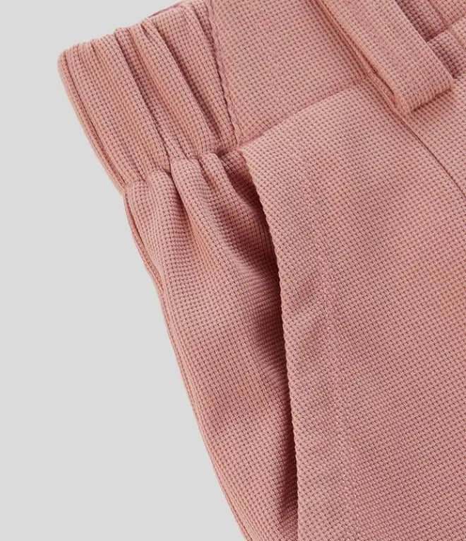 commsmarket-2024 High Waisted Plicated Side Pocket Wide Leg Waffle Casual Pants