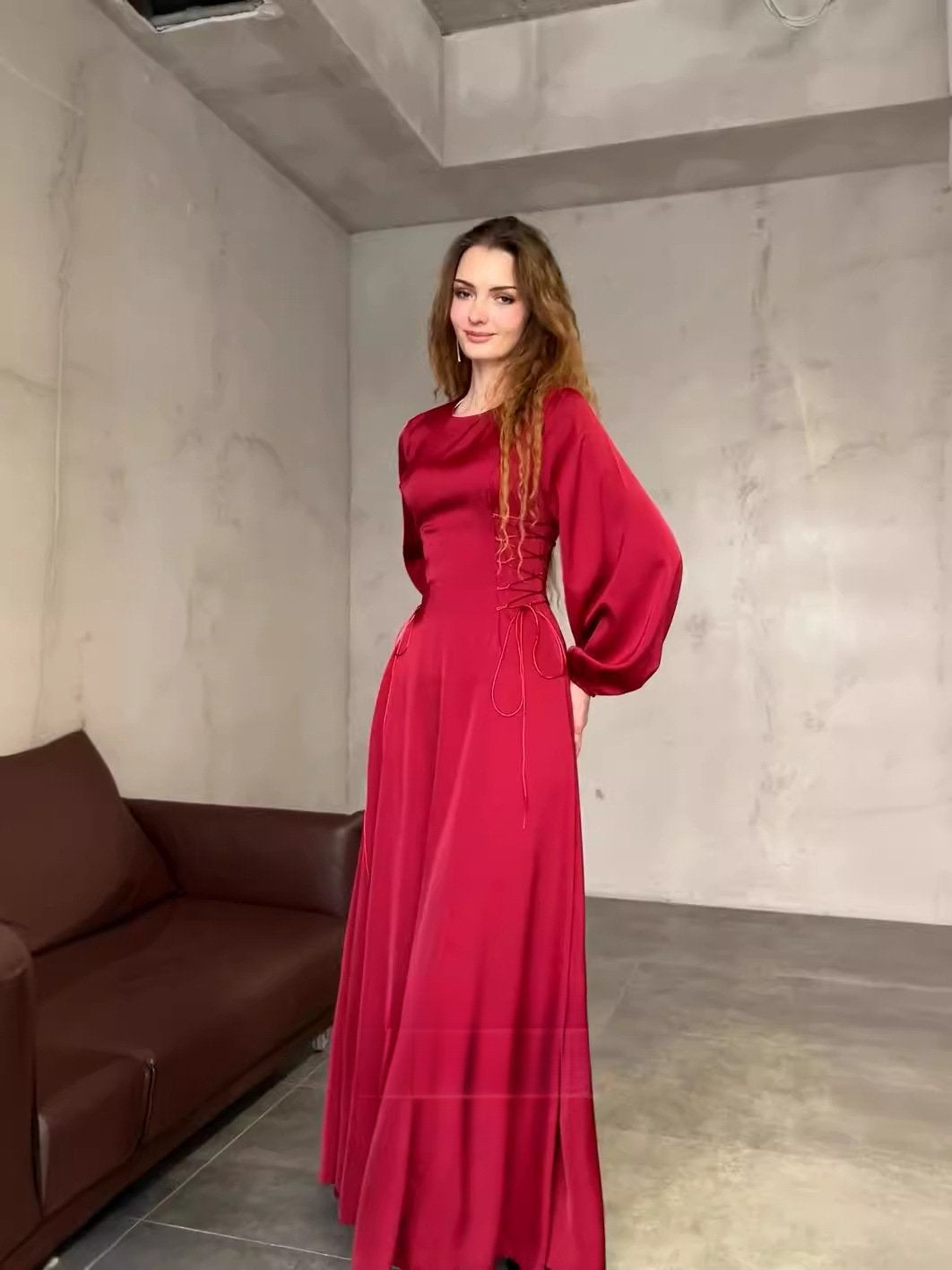 commsmarket-French Elegant Soft Elastic Cuff Long Dress