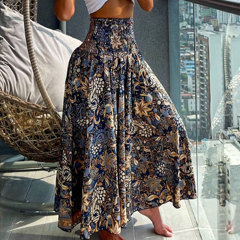 commsmarket-Women's Fashionable Floral Print High Waisted Skirt