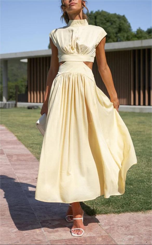commsmarket-🔥Hot Sale 49%OFF - Cutout Waist Pocketed Vacation Midi Dress