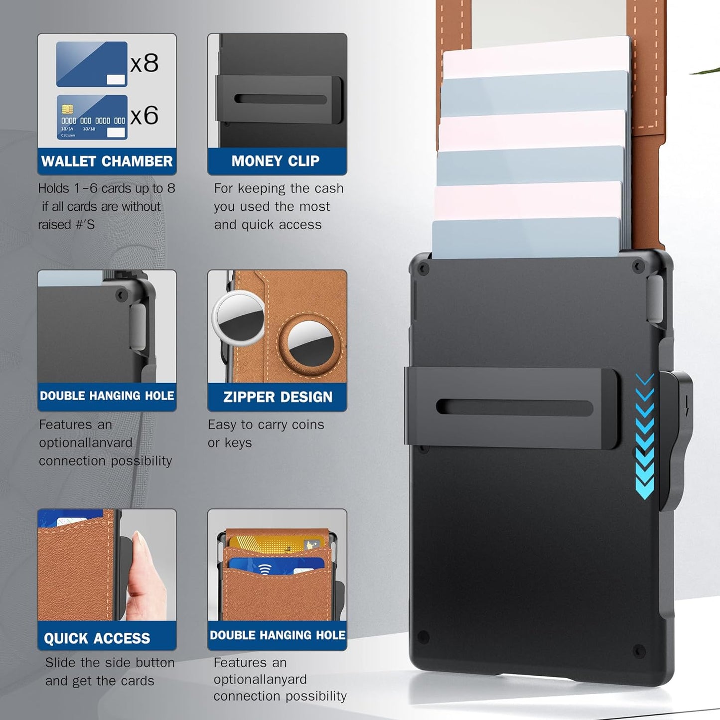 š„Last Day 49% OFFš„AirTag Wallet for Men - with Pop Up Aluminum Case Money Clip Slim Leather Slots Credit Card Holder RFID Blocking Bifold Minimalist Wallet