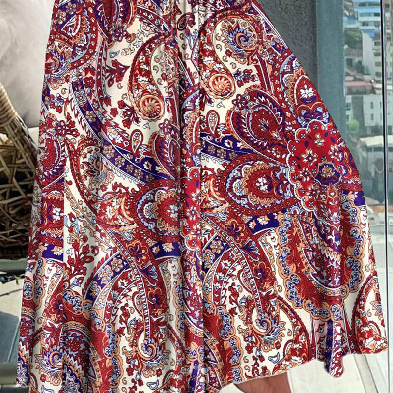 commsmarket-Women's Fashionable Floral Print High Waisted Skirt