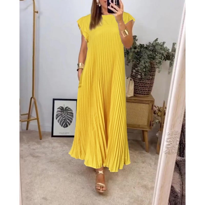 commsmarket-🔥Hot sale 49% OFF🔥Women Pleated Simple Solid Colour Dress