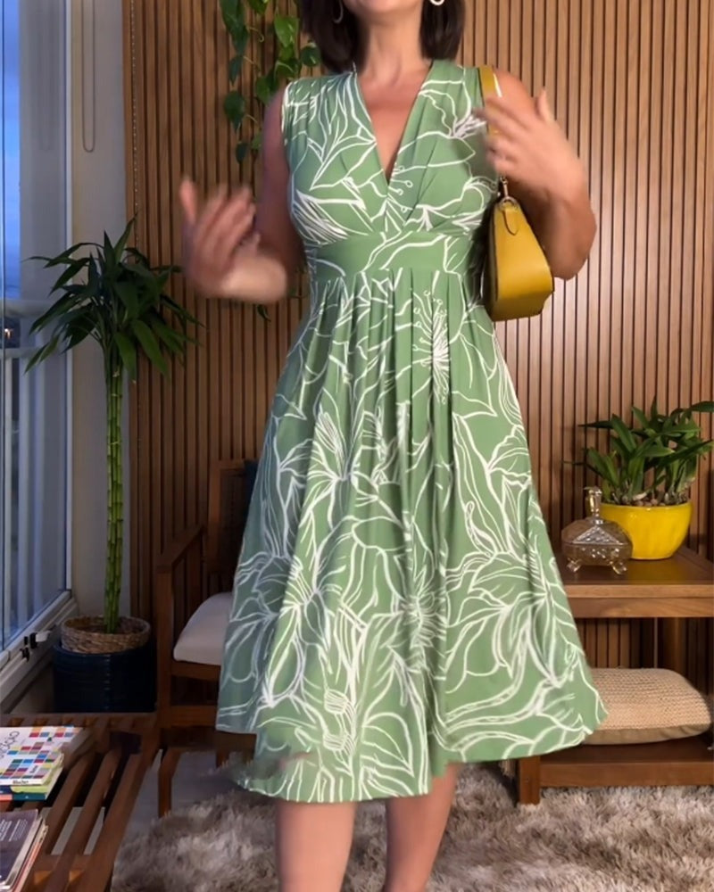 commsmarket-š„2024 New Best Sellerš„Sleeveless V-Neck Waist-Cinching Dress