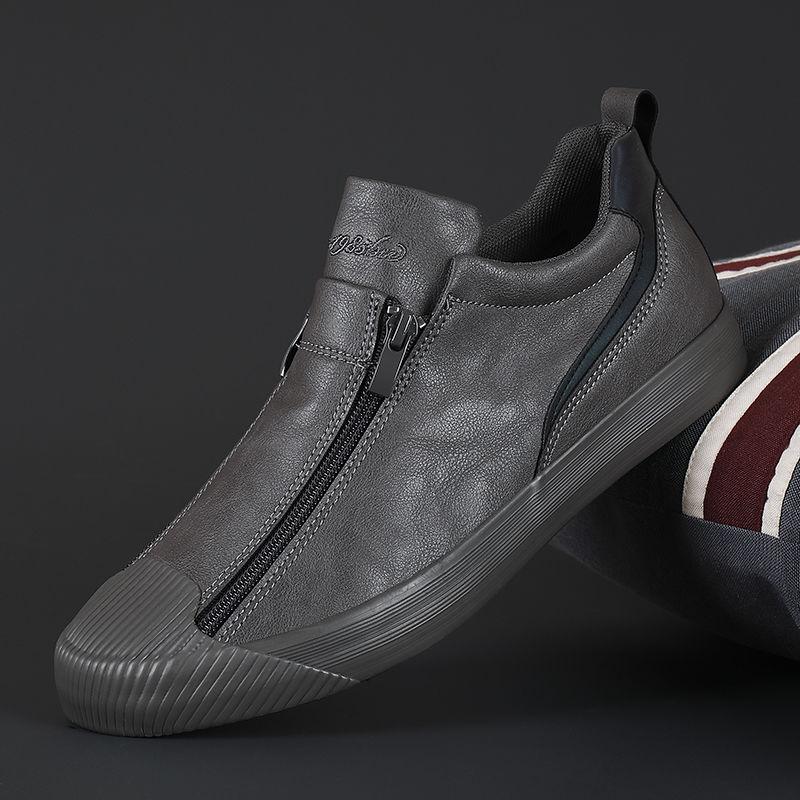 commsmarket-2024 Men's Zipper Leather Flats