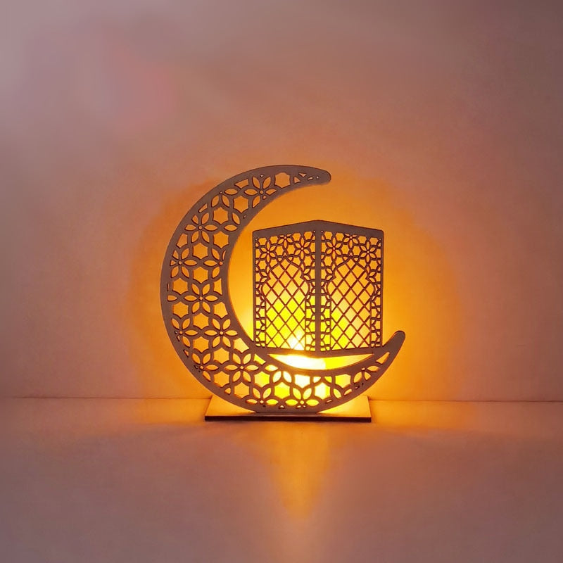 commsmarket-Ramadan Decoration Festival Wooden Moon Star