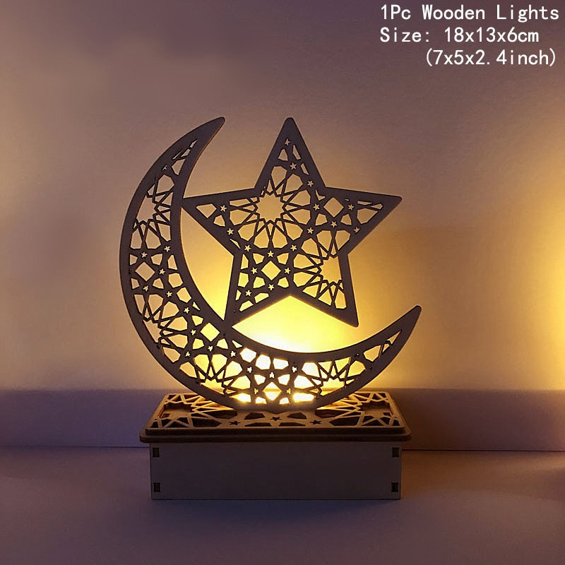 commsmarket-Ramadan Decoration Festival Wooden Moon Star
