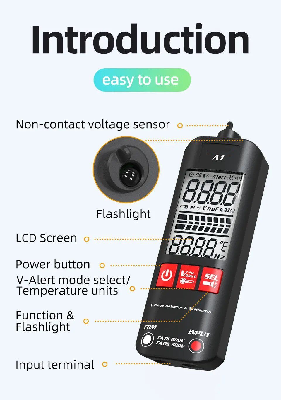 commsmarket-A1 Fully Automatic Anti-Burn Intelligent Digital Multimeter