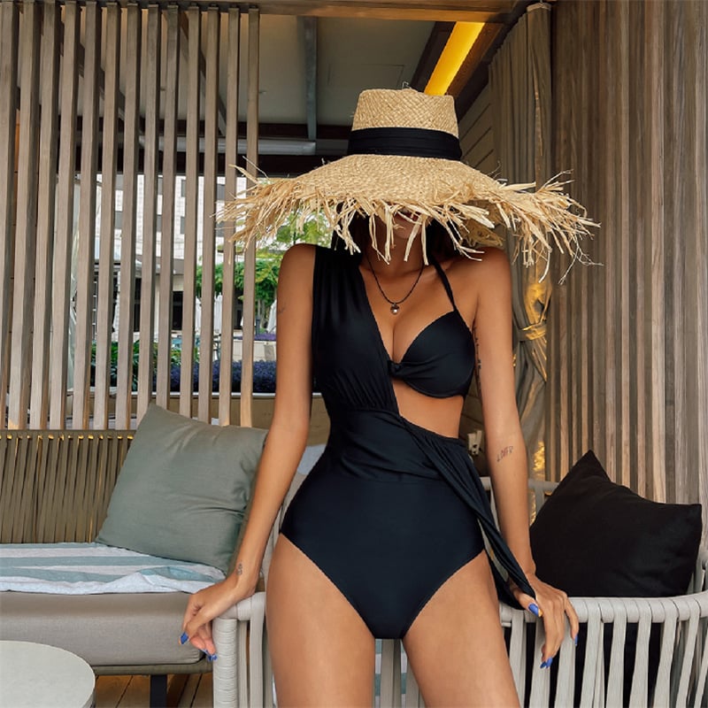 🏖️Last Day Special Sale 49% OFF🩱Women's Underwire Tummy Control One Piece Halter Plunging Neck Swimsuit