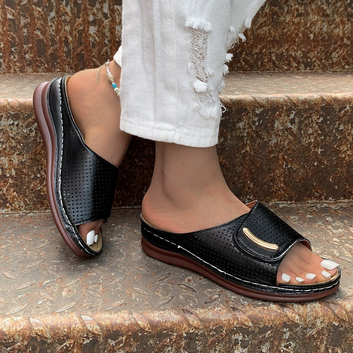 commsmarket-π₯ 60% OFF β Peep Toe Hollow Out Orthopedic Slippers