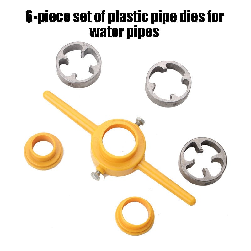 commsmarket-6-Piece Set Of Water Pipe Die Plastic Pipe Die Tap Wrench Set