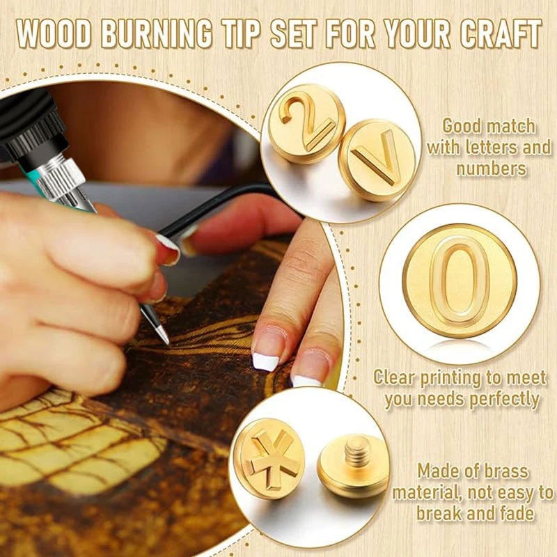 commsmarket-🎁26 Letters Copper Mold —DIY Wood Burning/Carving Set