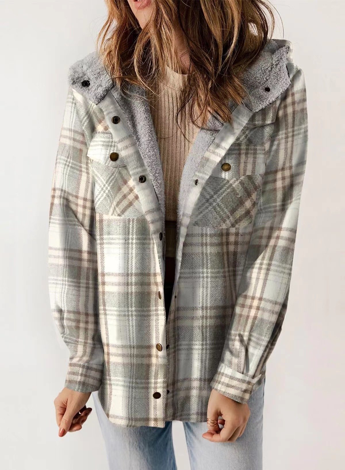 š»Plush Check Print Hooded Coat š„Buy 2 Free Shipping!!!