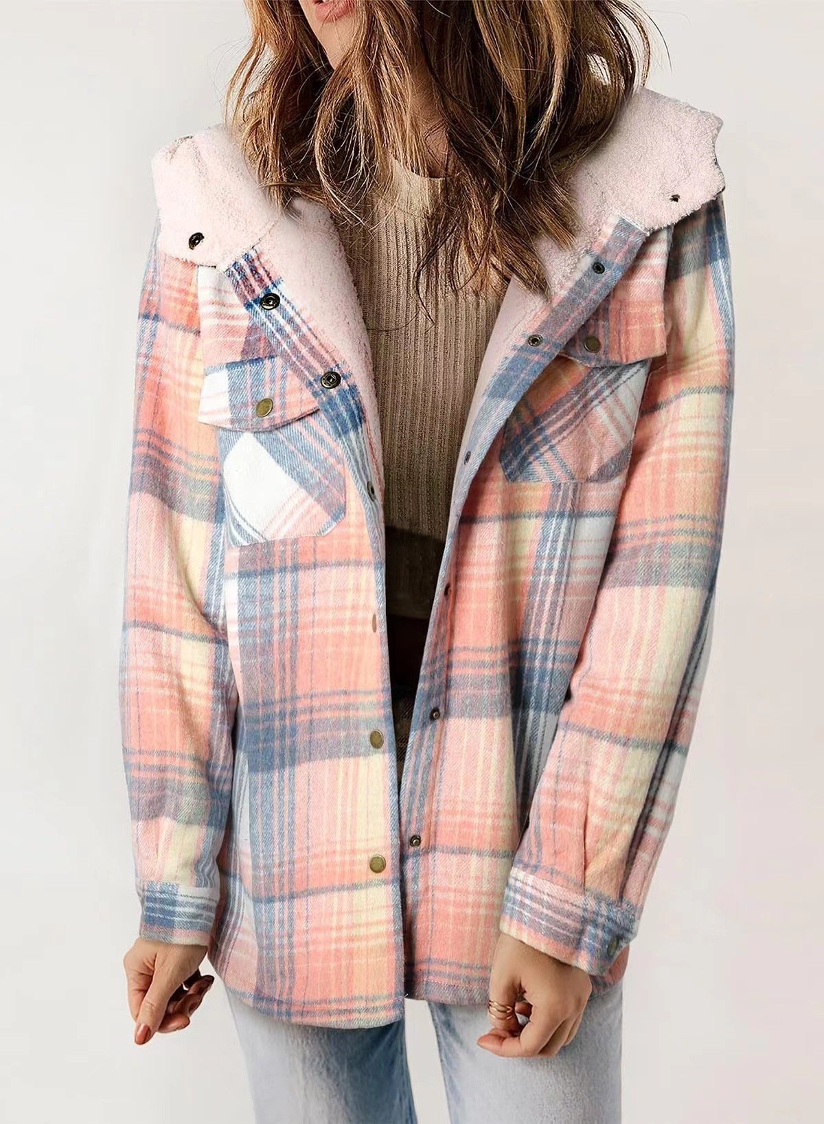 š»Plush Check Print Hooded Coat š„Buy 2 Free Shipping!!!