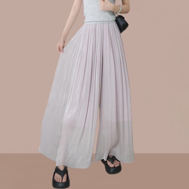 commsmarket-👗Glazed Ice Silk Floor-Length Wide-Leg Culottes