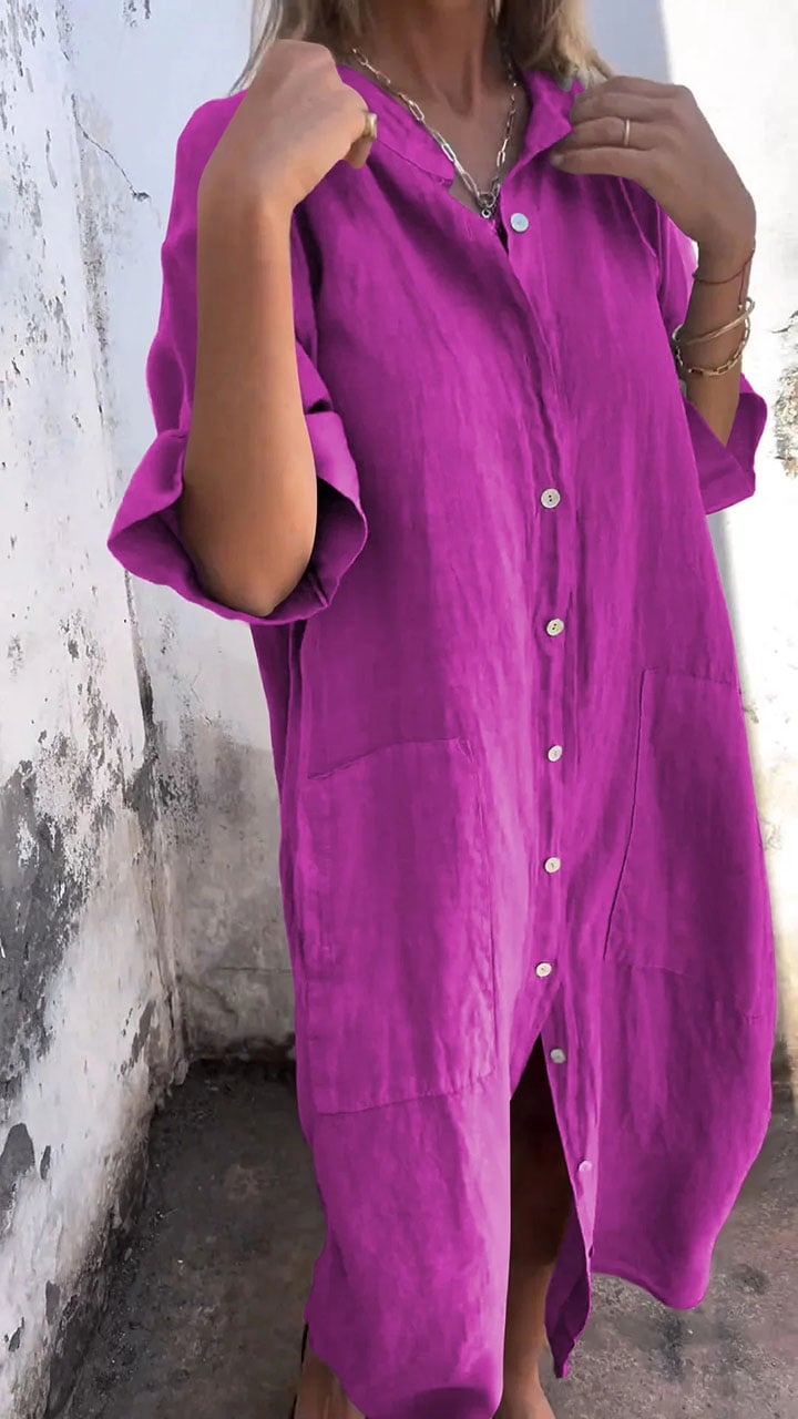 commsmarket-Shirt Style Casual Long Dress (Buy 2 Free Shipping)