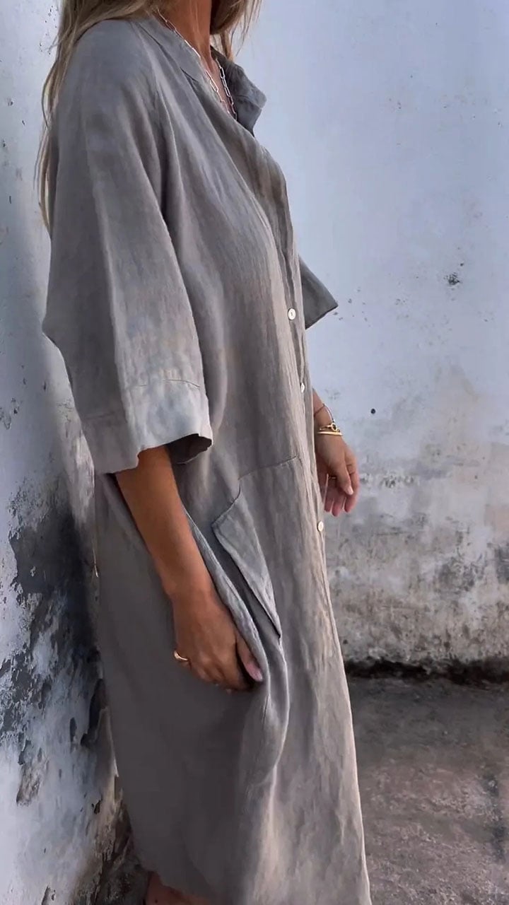 commsmarket-Shirt Style Casual Long Dress (Buy 2 Free Shipping)
