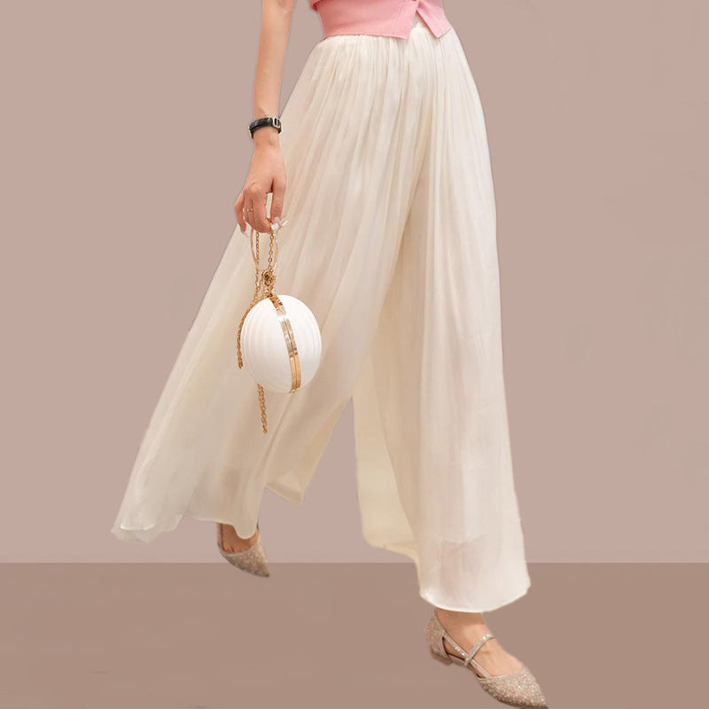 commsmarket-👗Glazed Ice Silk Floor-Length Wide-Leg Culottes