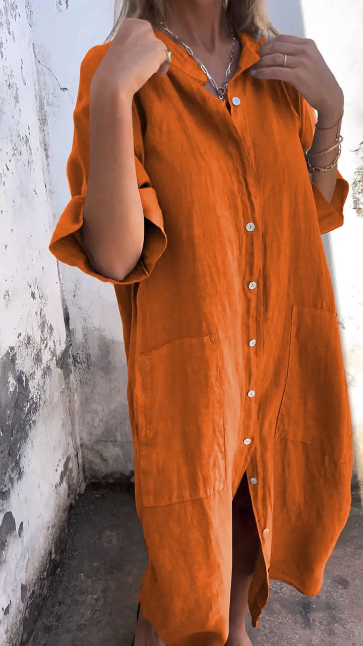 commsmarket-Shirt Style Casual Long Dress (Buy 2 Free Shipping)